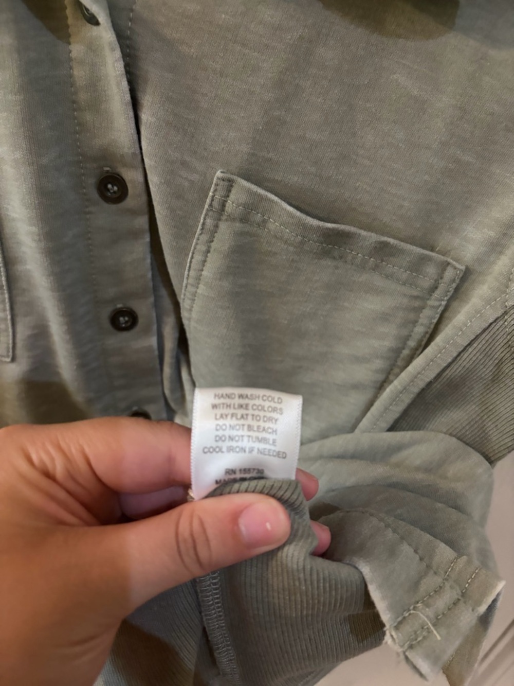 Jane + Delancey Olive Green Button Down Top Size L | Casual Lightweight Cotton - Picture 7 of 7